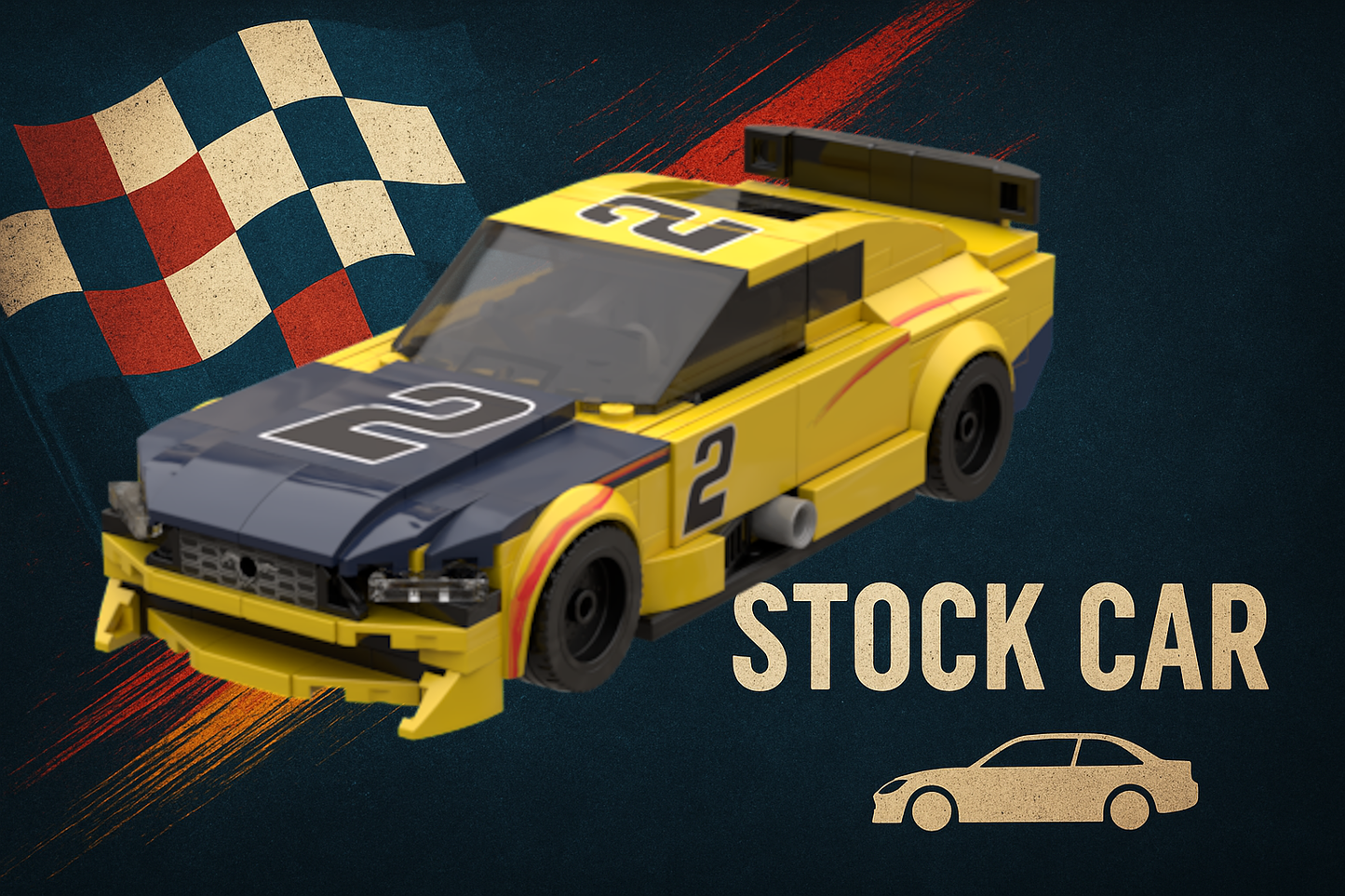 Inspired by Ford Mustang NASCAR - yellow 02