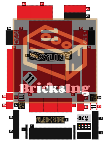Inspired by Nissan Skyline Super Silhouette (KDR30) - red