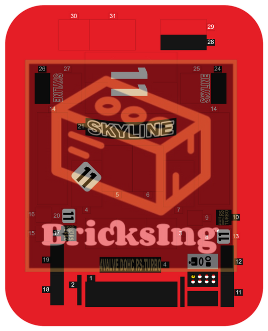 Sticker für Inspired by Nissan Skyline Super Silhouette (KDR30) - red